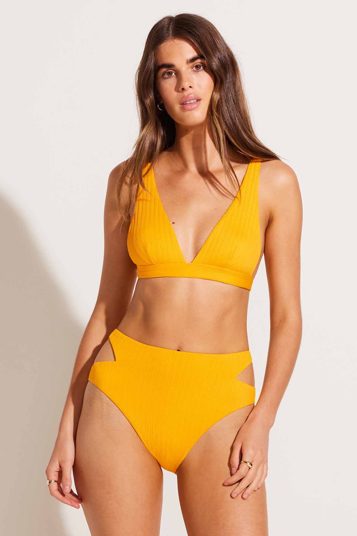 Lyra Bralette Top - Sunflower Pucker Rib